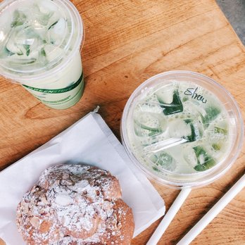 Les Moulins La Fayette - Strawberry macha & almond croissant - Cafes Near Me - Ottawa, Ontario Les Moulins La Fayette - Strawberry macha & almond croissant - Cafes Near Me - Ottawa, Ontario