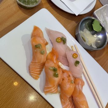 Tengoku Sushi - Garlic salmon nigiri & yellowtail nigiri - Japanese Near Me - Henderson, Nevada Tengoku Sushi - Garlic salmon nigiri & yellowtail nigiri - Japanese Near Me - Henderson, Nevada
