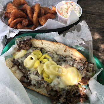 Pint and Barrel Drafthouse - Philly Cheesesteak, fries, coleslaw - Gastropubs Near Me - Palestine, Texas Pint and Barrel Drafthouse - Philly Cheesesteak, fries, coleslaw - Gastropubs Near Me - Palestine, Texas