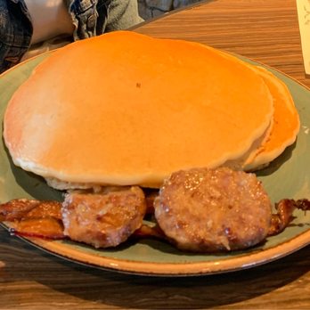 The Bistro Edgewood - Huge short stack pancakes with bacon and sausage - New American Near Me - Stateline, Nevada The Bistro Edgewood - Huge short stack pancakes with bacon and sausage - New American Near Me - Stateline, Nevada