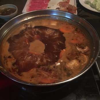 Tokyo Pot - The hot pot (spicy!) but they also have not so spicy, this is what you cook the meat and veggies in!! - Japanese Near Me - Stillwater, Oklahoma Tokyo Pot - The hot pot (spicy!) but they also have not so spicy, this is what you cook the meat and veggies in!! - Japanese Near Me - Stillwater, Oklahoma