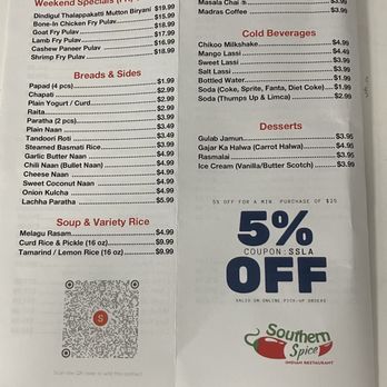 Southern Spice - Current menu - Indian Near Me - Lawndale, California Southern Spice - Current menu - Indian Near Me - Lawndale, California
