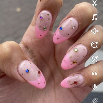 Gel Nails Spa - dip mani with gems - Nail Salons Near Me - Lafayette, California