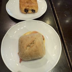 Starbucks - Bacon, Gouda & Egg Sandwich and Chocolate Croissant