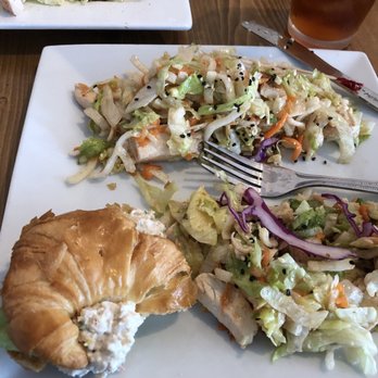 Cafe 1217 - Half Asian chicken salad/half Hawaiian chicken salad on croissant - YUM! Get this!! - New American Near Me - Hot Springs, Arkansas