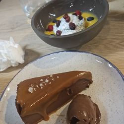 Chocolate and passion fruit with meringue.