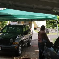 Tidwell Mobile Auto Detailing and Pressure Washing Services - Not enough room in garage to work out of the sun - no worries - Brad brought along a pop up canopy that worked very well.