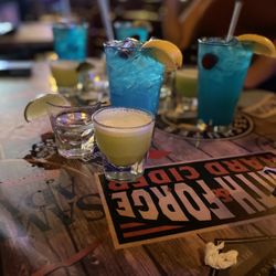 Tequila shots, Scooby snacks shots and Adios MF drinks
