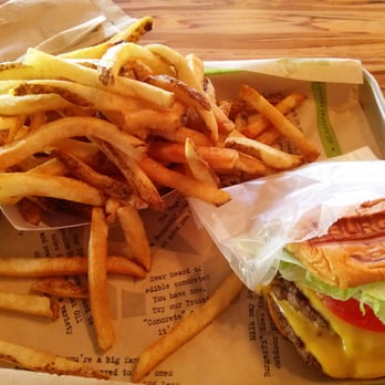BurgerFi - Double cheese burger n fries. Kinda costy $15 for the size of the burger, but lets try it out. - Burgers Near Me - Miami Beach, Florida