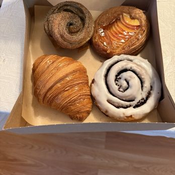 Radio Bakery - From left top, Earl Grey morning bun, Apple Brown Butter, Classic Croissant, and Cinnamon Bun - Bakeries Near Me - Brooklyn, New York Radio Bakery - From left top, Earl Grey morning bun, Apple Brown Butter, Classic Croissant, and Cinnamon Bun - Bakeries Near Me - Brooklyn, New York