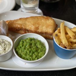 The Saddle Room Restaurant - Fish and chips with mushy peas- my favorite