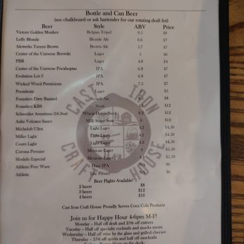 Cast Iron Craft House - Menu - Cocktail Bars Near Me - Warrenton, Virginia
