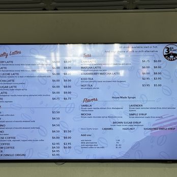 3rd Place Coffee - Drinks Menu 7/16/26 - Breakfast & Brunch Near Me - Foothill Ranch, California