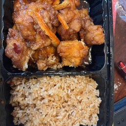 Orange chicken and fried rice Orange chicken and fried rice