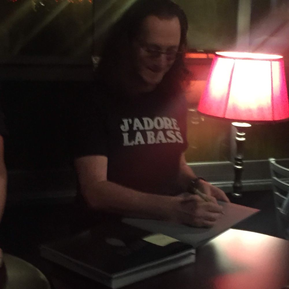 The Basement East - Geddy signing his Big Beautiful Book of Bass - Music Venues Near Me - Nashville, Tennessee