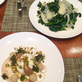Riverpark - Restaurant week winter lunch appetizers: Tuscan kale salad and Maple Brooke Farm burratini - New American Near Me - New York, New York Riverpark - Restaurant week winter lunch appetizers: Tuscan kale salad and Maple Brooke Farm burratini - New American Near Me - New York, New York