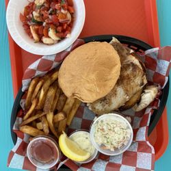 Twin Lobsters - Triple tail sandwich and shrimp ceviche