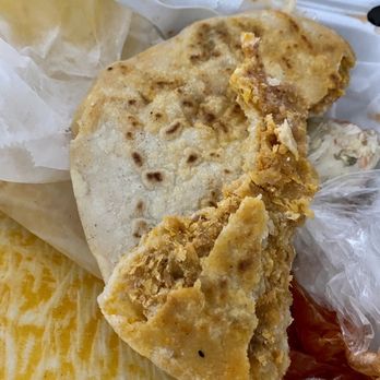 La Ceiba Restaurant - So greasy and not tasty at all. The cheddar cheese gave it almost a bitter taste. This is not a traditional "revuelta" pupusa. - Mexican Near Me - Long Beach, California