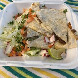 A greasy steak, quesadilla
