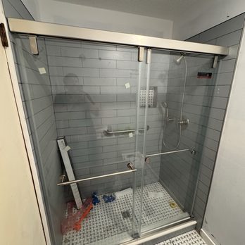 ZenFix Pro Services - Completed installation of frameless sliding shower door (Delta Mod Style) - Handyman Near Me ZenFix Pro Services - Completed installation of frameless sliding shower door (Delta Mod Style) - Handyman Near Me