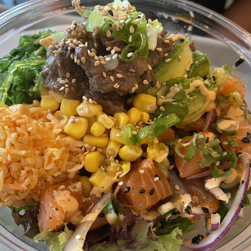 Poke Time - Large salmon and bulgogi salad bowl - Poke Near Me - Plano, Texas Poke Time - Large salmon and bulgogi salad bowl - Poke Near Me - Plano, Texas