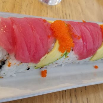 Fugaku Sushi - Seattle Roll: California roll on the inside, topped with tuna, masago and avocados - Japanese Near Me - Bellingham, Washington