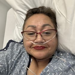 Coast Plaza Hospital - Here I am laying down recouping from pneumonia