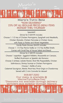 Menu photo 2 Mario's Tutto Bene Union, NJ Menu photo 2 Mario's Tutto Bene Union, NJ