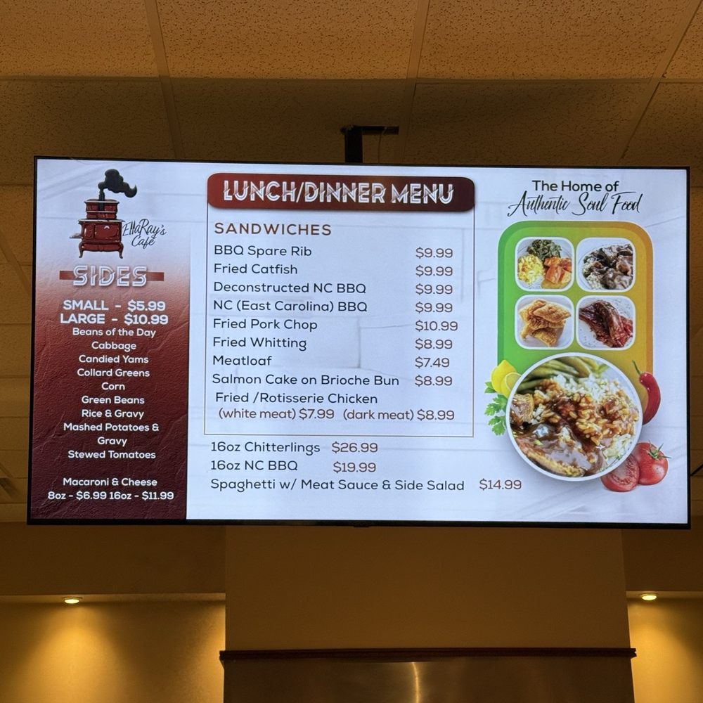 EllaRay's Cafe - Lunch/ Dinner Menu 2 - Soul Food Near Me - Forestville, Maryland EllaRay's Cafe - Lunch/ Dinner Menu 2 - Soul Food Near Me - Forestville, Maryland