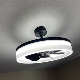 Sloped ceiling fan/light combo installed by Elston Electric