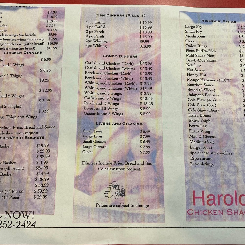 Harold's Chicken Shack #36 - Update menu 5/2021 - Chicken Wings Near Me - Chicago, Illinois Harold's Chicken Shack #36 - Update menu 5/2021 - Chicken Wings Near Me - Chicago, Illinois