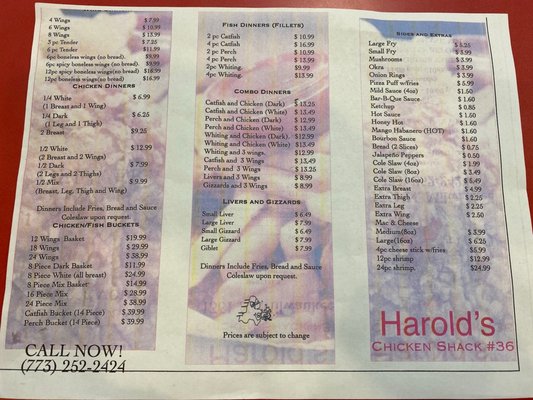 Menu photo 2 Harold's Chicken Shack #36 Chicago, IL Menu photo 2 Harold's Chicken Shack #36 Chicago, IL