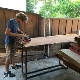 Nick helped me rip the slab down the middle Nick helped me rip the slab down the middle