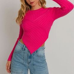 Jessiz Boutique - ASYMMETRICAL HEM SWEATER TOP