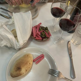 Cedar's Restaurant - Some bread, snacks and wine to start - Middle Eastern Near Me - Orlando, Florida