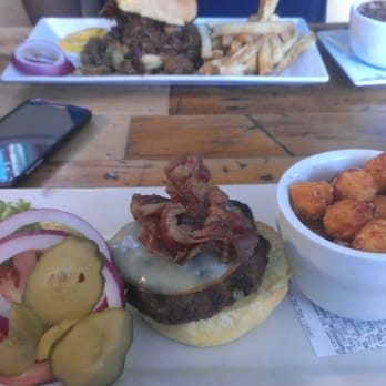 Station 2 - Turkey burger with smoked gouda and sweet potato tater tots. - New American Near Me - Richmond, Virginia