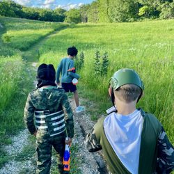 Veteran Acres Park - My boy and his two friends still playing army.