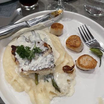 Ember Steakhouse - Sea bass with scallops and potato puree - Steakhouses Near Me - Lexington, South Carolina