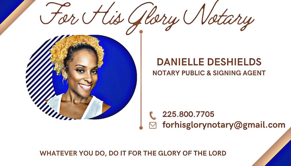 FOR HIS GLORY NOTARY Updated August 2024 Request a Quote Baton