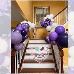 AZA Balloon Decor - Organic balloon garlands make a great addition to any staircase.
