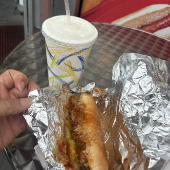 Gray's Papaya - Hot Dog everything (sauerkraut, ketchup, mustard) - Hot Dogs Near Me - New York, New York