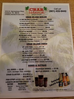 Menu photo 2 Crab Island Memphis, TN