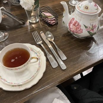 Mimi's Tea Cottage - a table setting with tea and silverware - Tea Rooms Near Me - West Chester, Pennsylvania