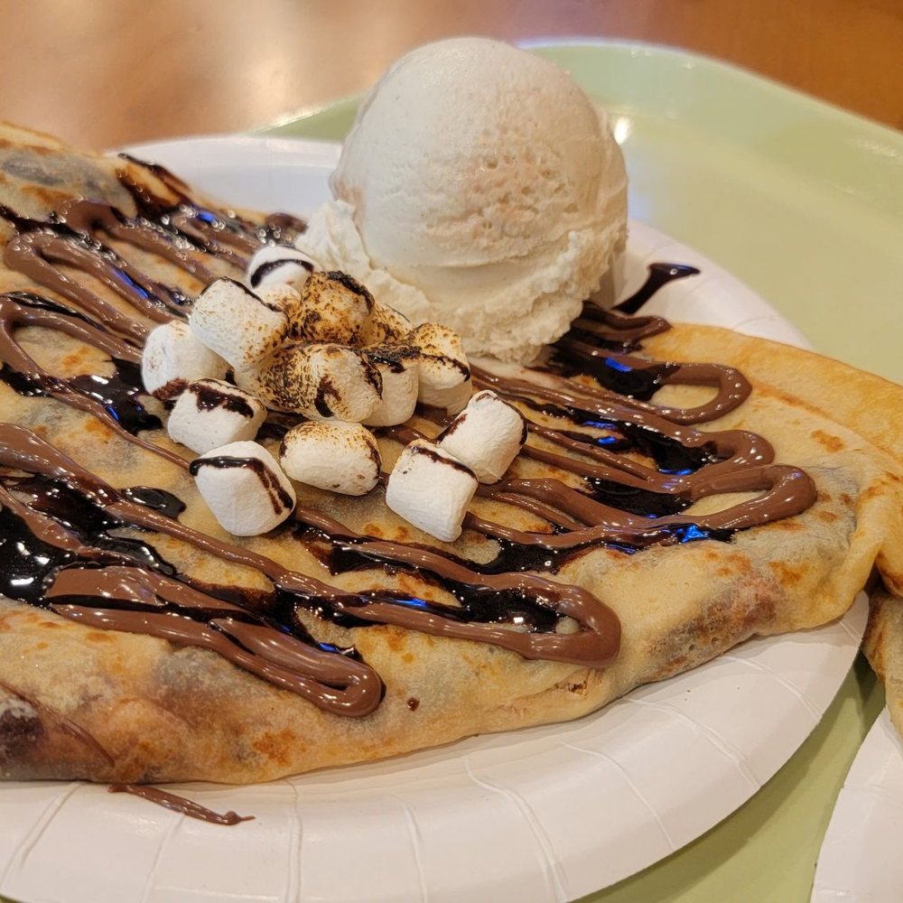 Dulce Crepes - Smores crepe, added vanilla ice cream (5/5) - Creperies Near Me - Fairfax, Virginia Dulce Crepes - Smores crepe, added vanilla ice cream (5/5) - Creperies Near Me - Fairfax, Virginia