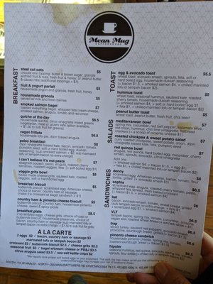 Menu photo 1 Mean Mug Coffeehouse- Southside Chattanooga, TN