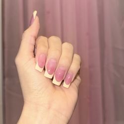 Benbrook Nail Bar - Acrylic full set. Pastel yellow french tip.