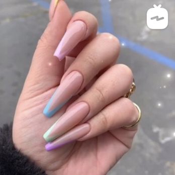 Pearl Nails - The pic I showed Tammy when I told her I wanted a neon yellow V tip on top of all the nude nails - Nail Salons Near Me - Rosemead, California Pearl Nails - The pic I showed Tammy when I told her I wanted a neon yellow V tip on top of all the nude nails - Nail Salons Near Me - Rosemead, California