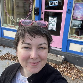 Cry Baby - Happy customer (me) outside. - Embroidery & Crochet Near Me - Louisville, Kentucky Cry Baby - Happy customer (me) outside. - Embroidery & Crochet Near Me - Louisville, Kentucky