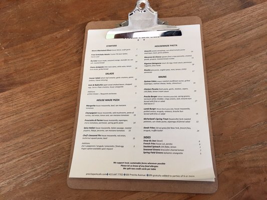 Menu photo 5 Precita Park Cafe San Francisco, CA