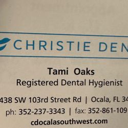 Christie Dental Ocala Southwest - Business card.